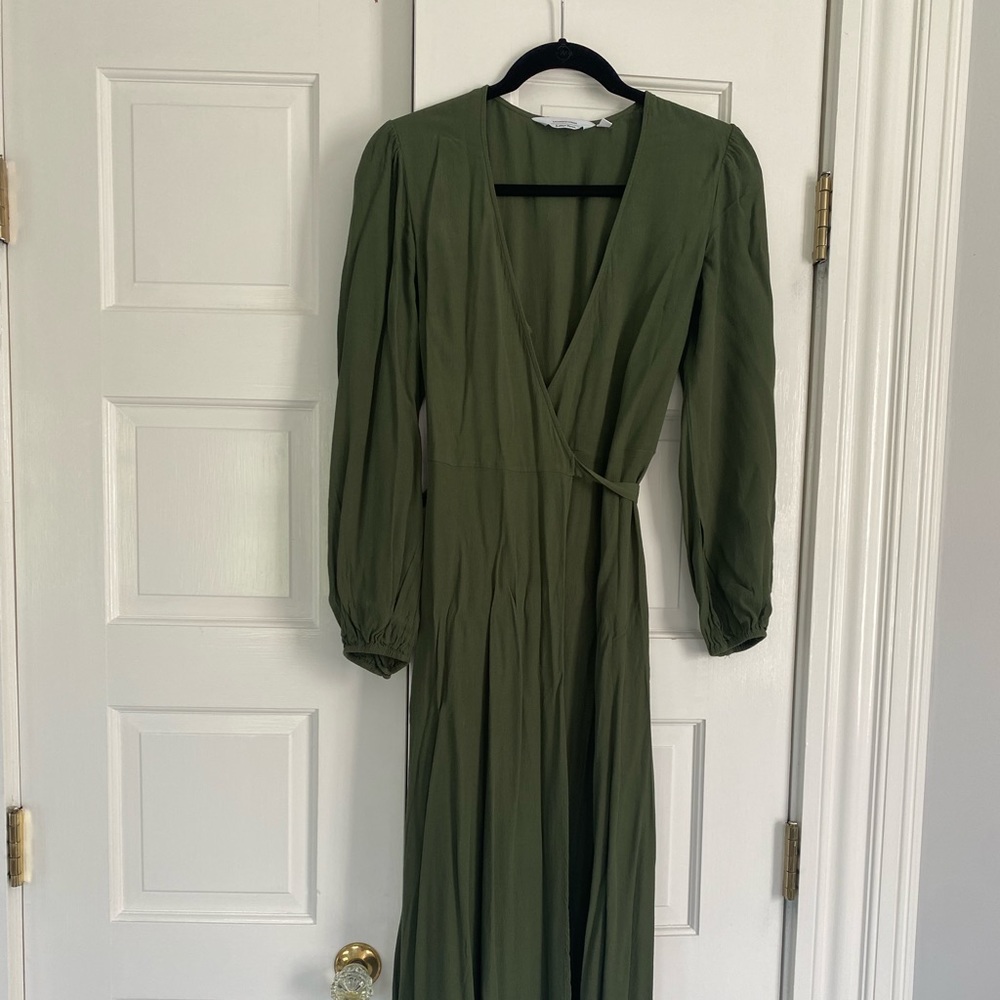 forest green & other stories wrap dress